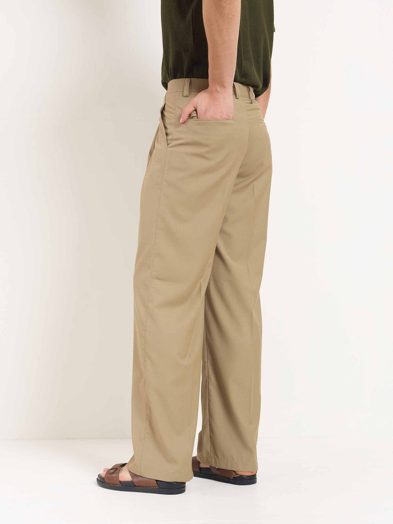 Khaki Baggy Fit Trousers