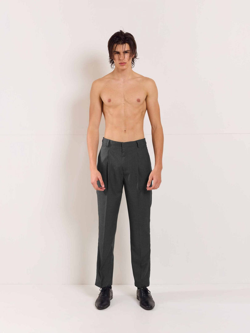 Grey Straight Fit Trousers