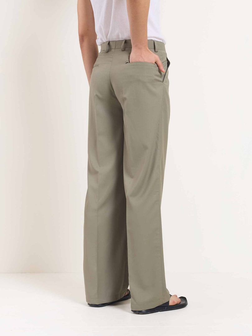 Stone Grey Baggy Fit Trousers