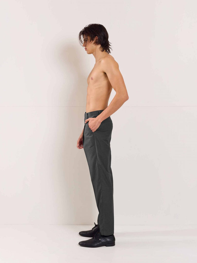 Grey Straight Fit Trousers