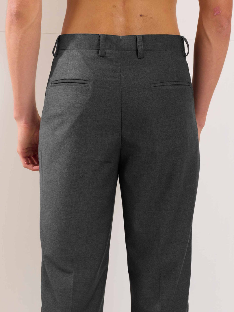 Grey Straight Fit Trousers