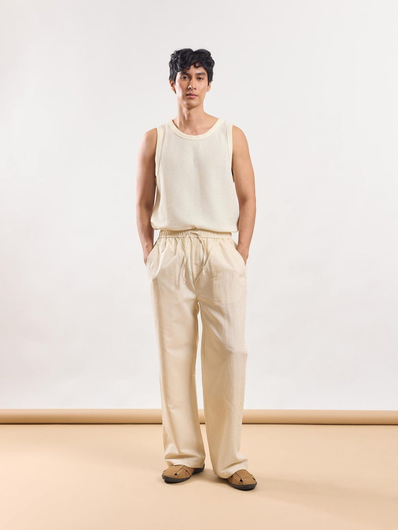 cream linen pull on pants