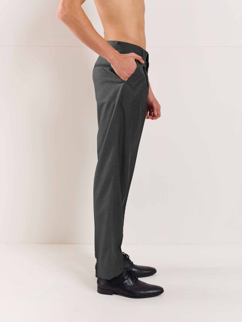 Grey Straight Fit Trousers