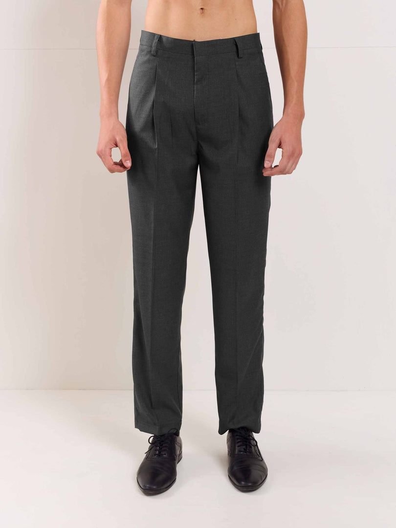 Grey Straight Fit Trousers