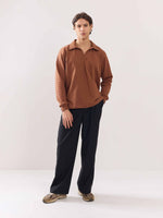 Load image into Gallery viewer, Brown Terry Polo T-shirt
