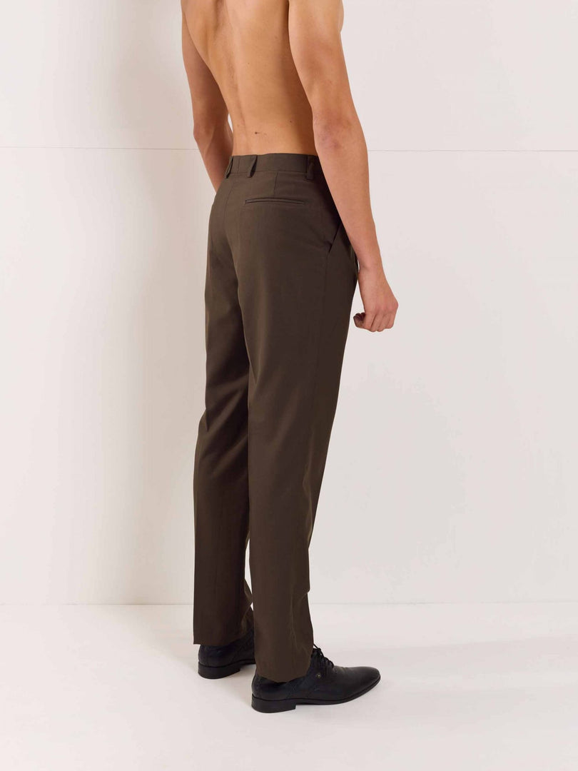 Brown Straight Fit Trousers