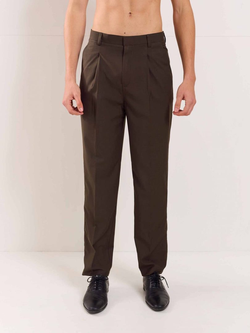 Brown Straight Fit Trousers