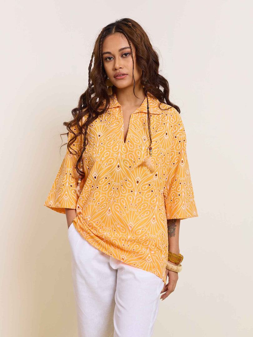 Orange Cutwork Pullover