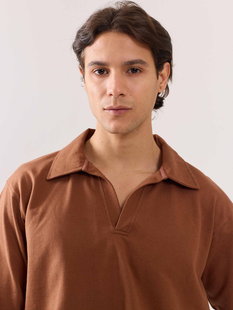 Brown Terry Polo T-shirt