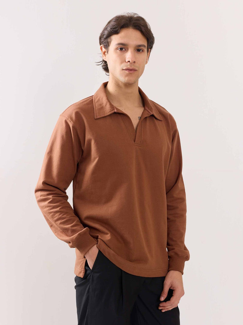 Brown Terry Polo T-shirt