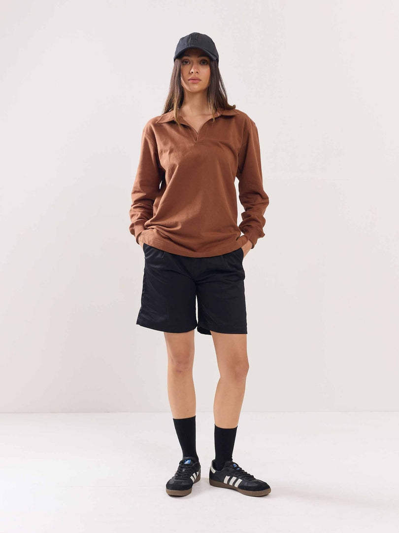 Brown Terry Polo T-shirt