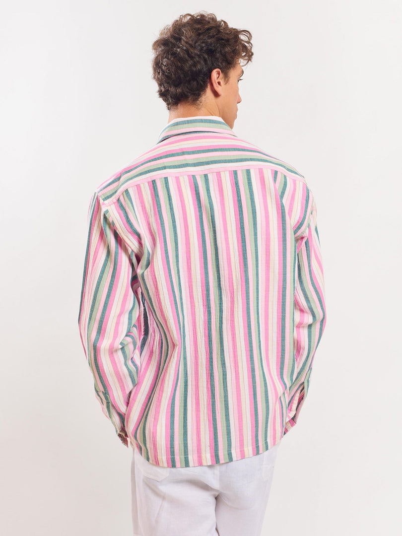 Multicolor Gauze Striped Holiday Shirt