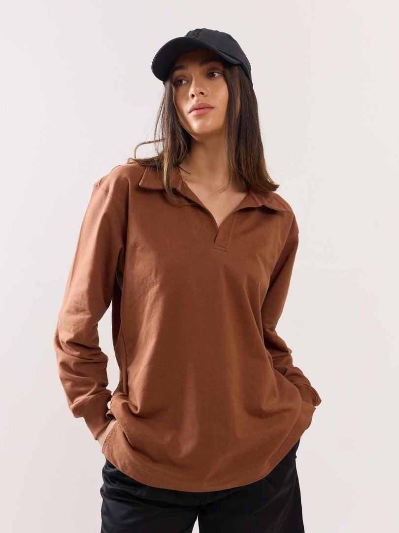 Brown Terry Polo T-shirt