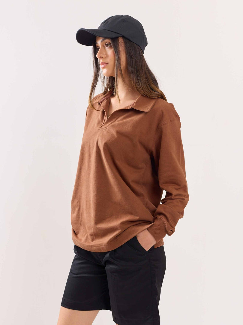 Brown Terry Polo T-shirt