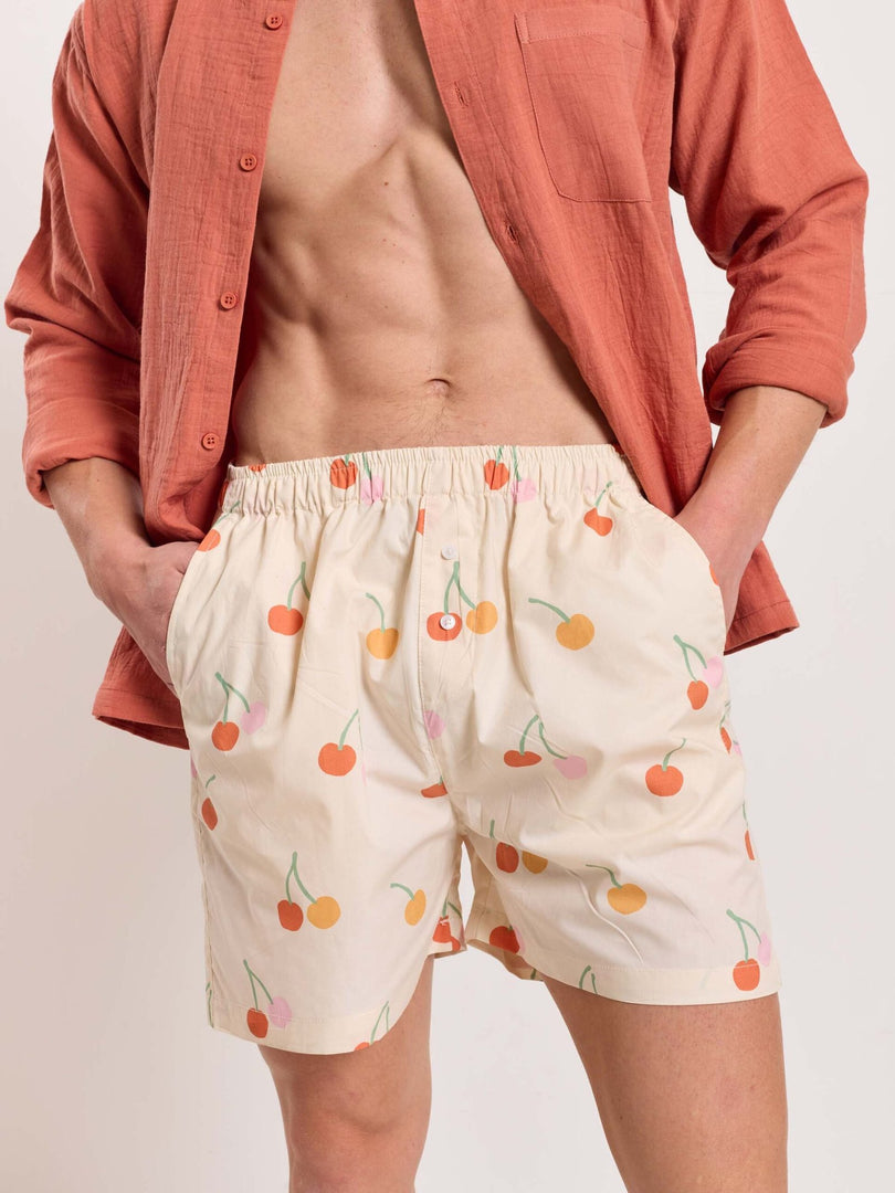 Cherry Printed Poplin Shorts