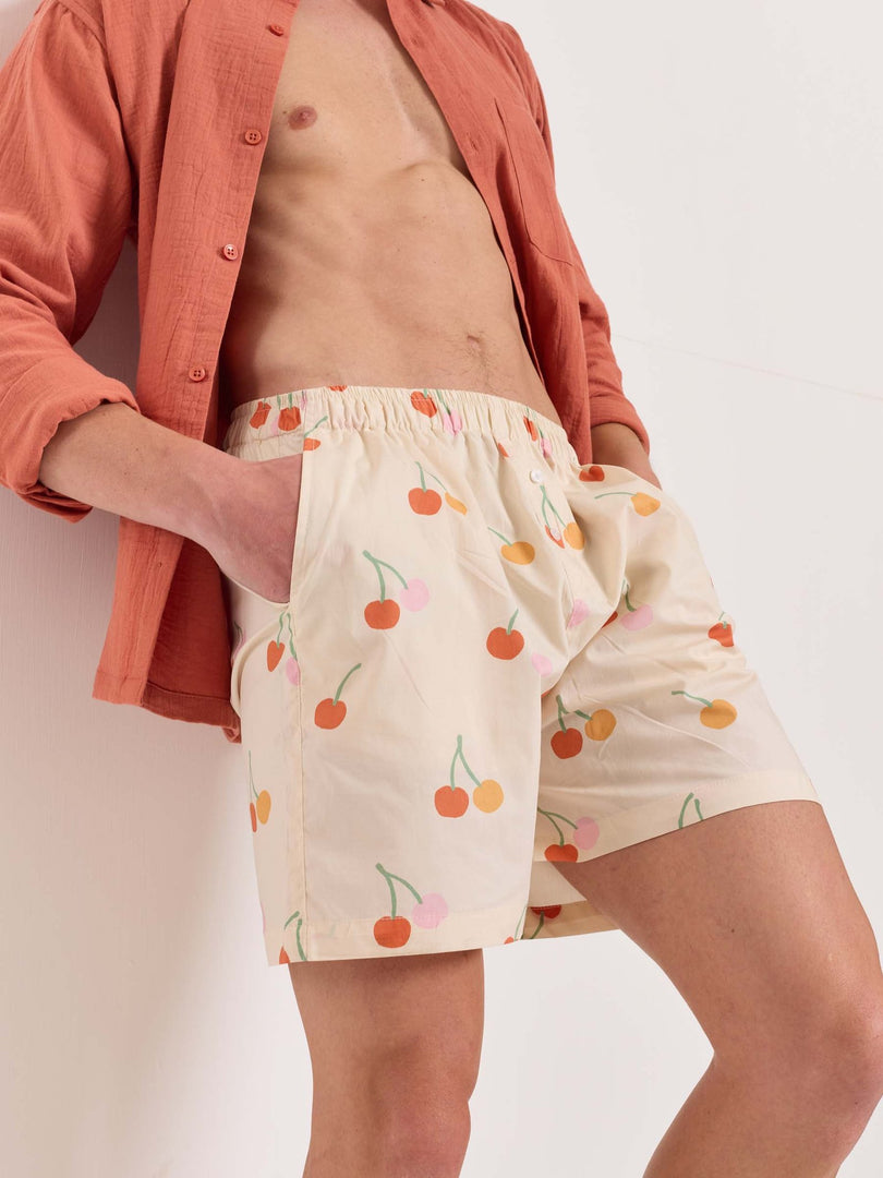 Cherry Printed Poplin Shorts