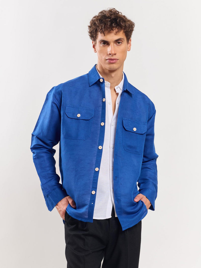 Blue Linen Overshirt