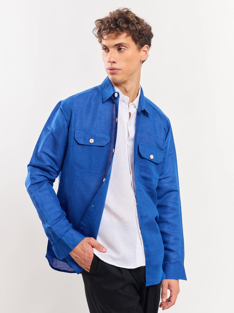 Blue Linen Overshirt