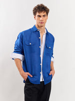 Load image into Gallery viewer, Blue Linen Overshirt
