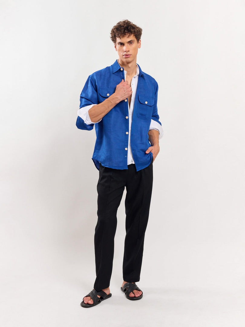 Blue Linen Overshirt