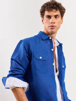 Load image into Gallery viewer, Blue Linen Overshirt
