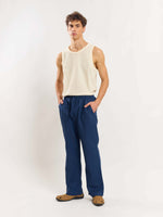 Load image into Gallery viewer, Blue Linen Pull-on Pants
