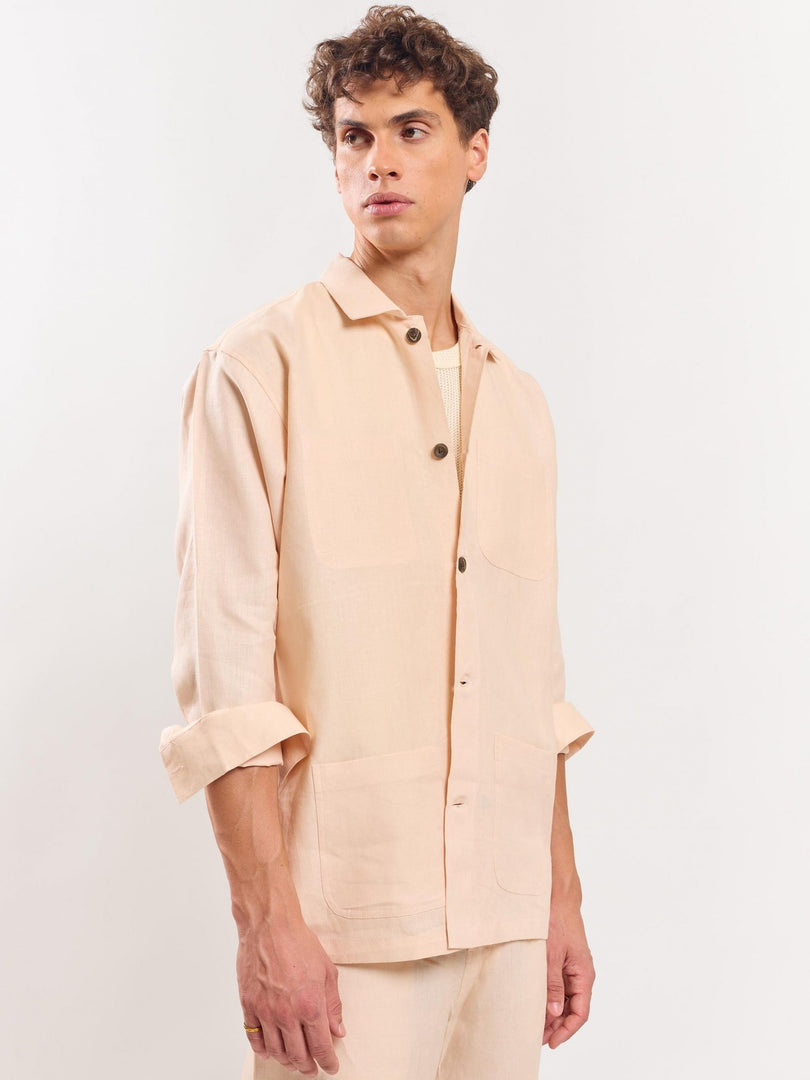 Peach Linen Shacket