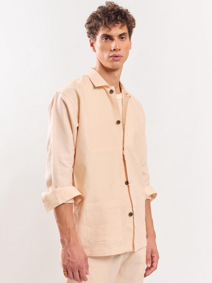 Peach Linen Shacket