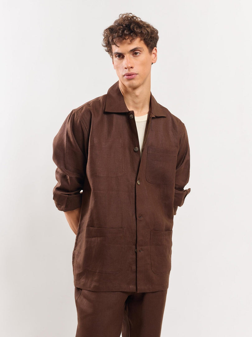 Brown Linen Shacket