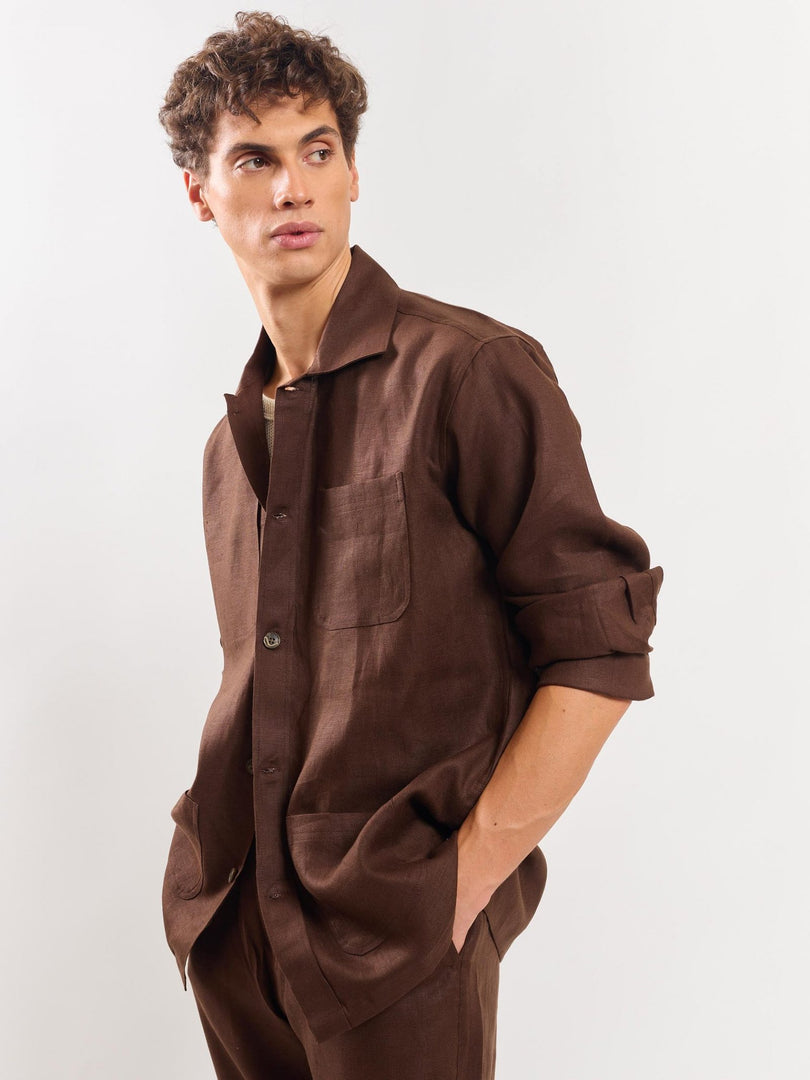 Brown Linen Shacket