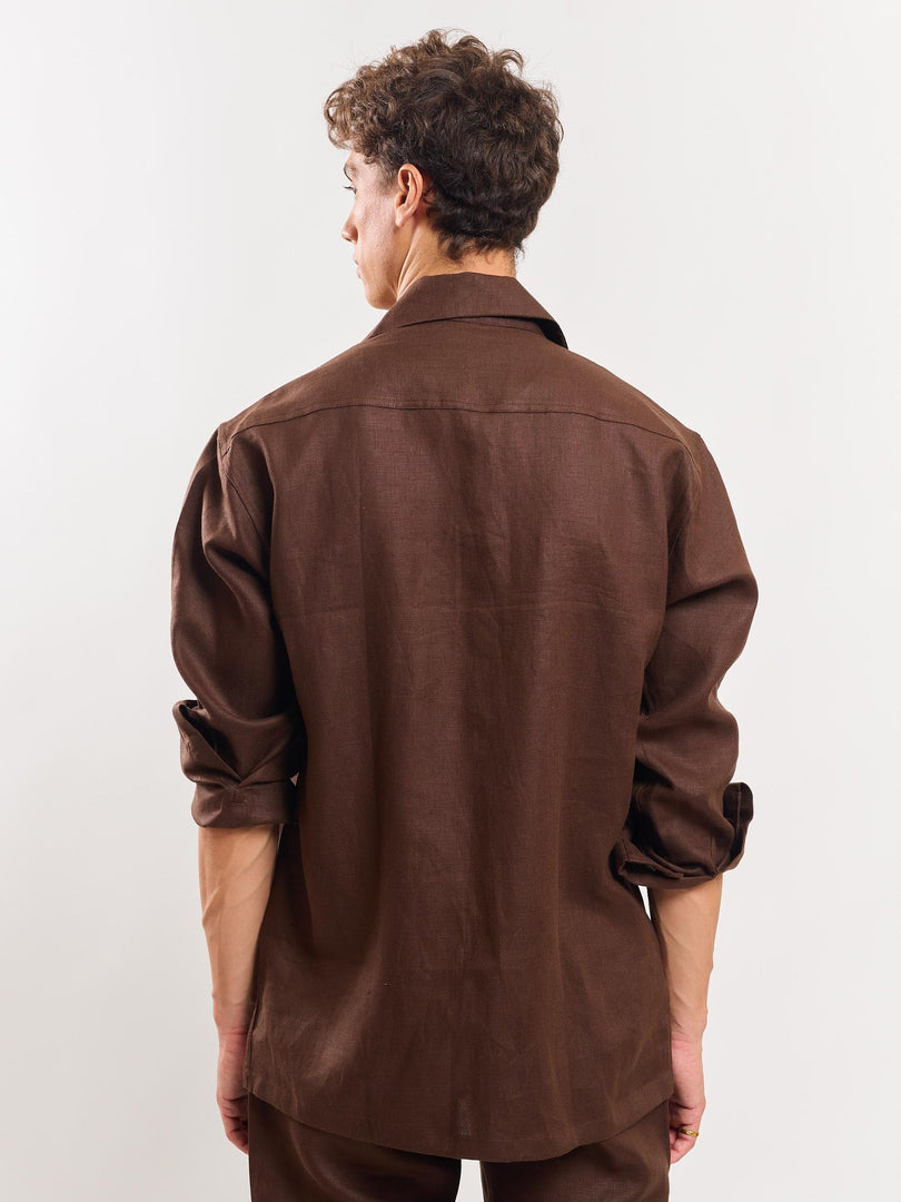 Brown Linen Shacket