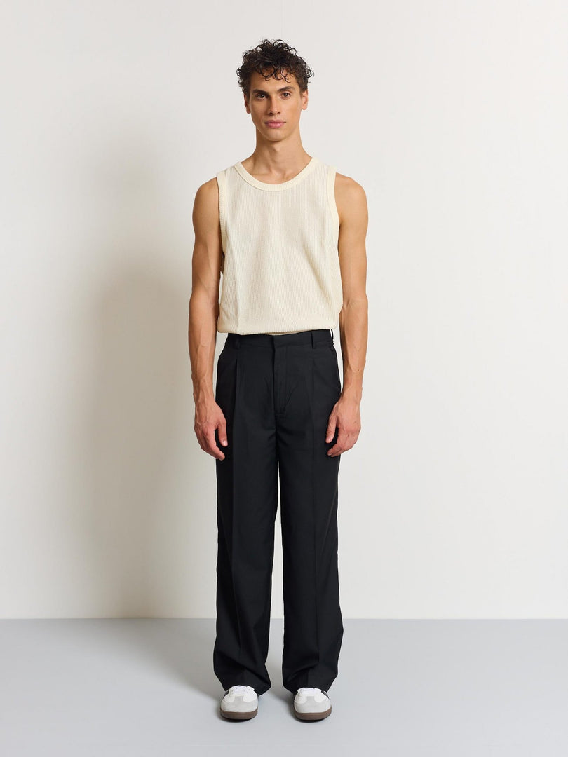 Black Baggy Pleated Trousers