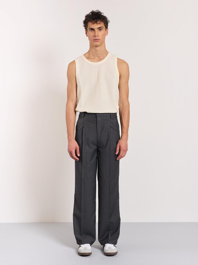 Grey Baggy Pleated Trousers