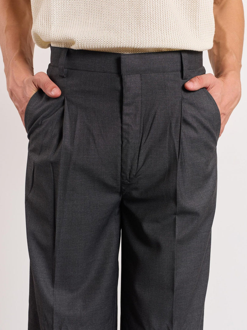 Grey Baggy Fit Trousers