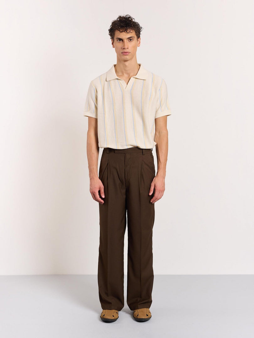 Brown Baggy Pleated Trousers