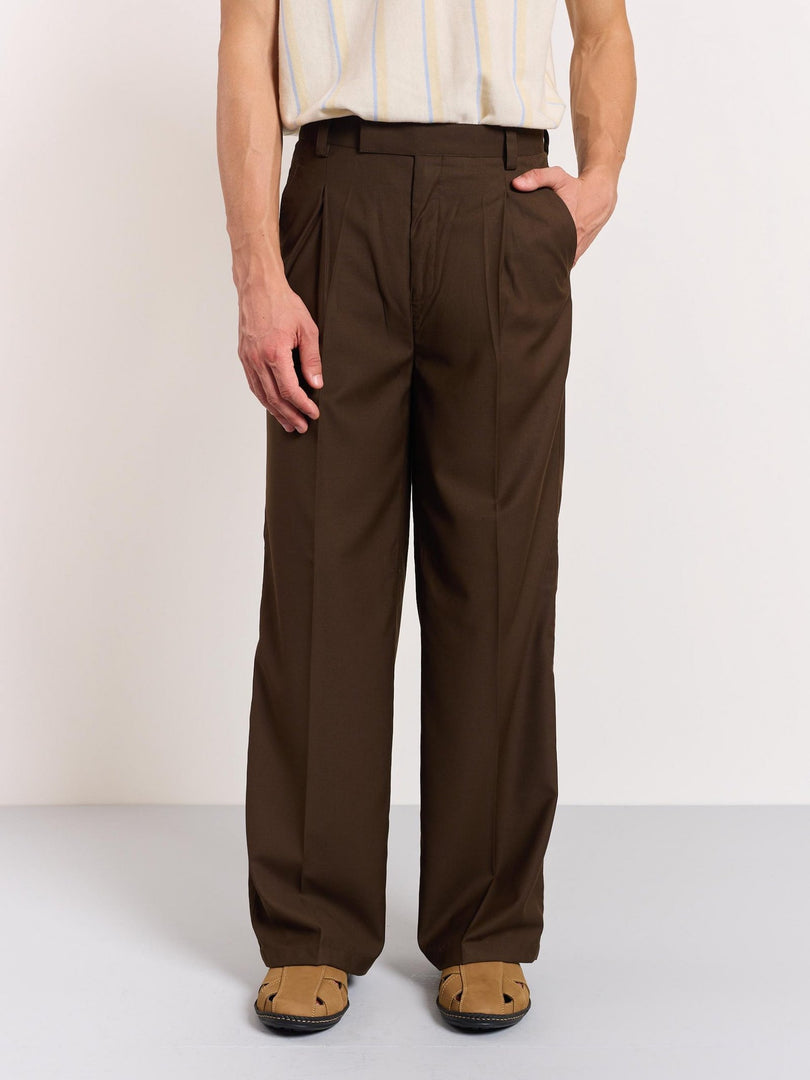 Brown Baggy Fit Trousers