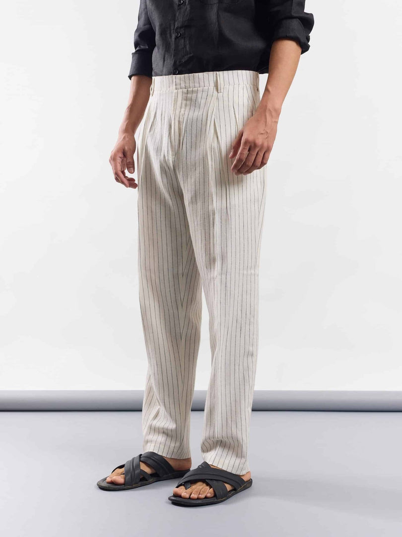 Pinstriped Linen Trousers