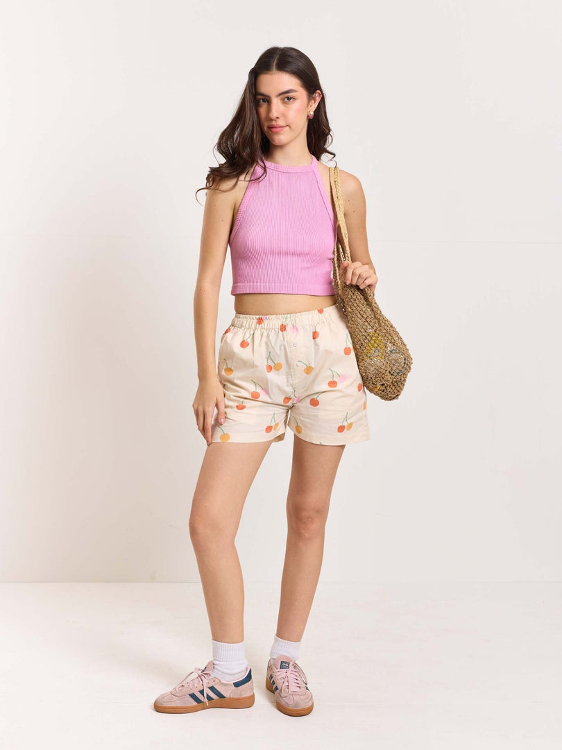 Cherry Printed Poplin Shorts