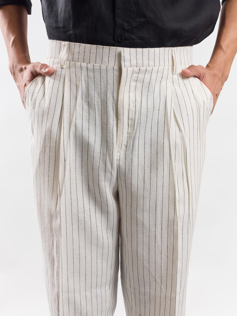 Pinstriped Linen Trousers