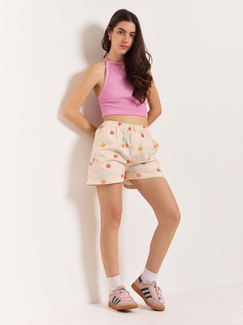 Cherry Printed Poplin Shorts