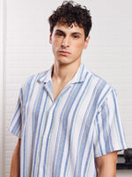 Load image into Gallery viewer, Blue Striped Knit Shirt
