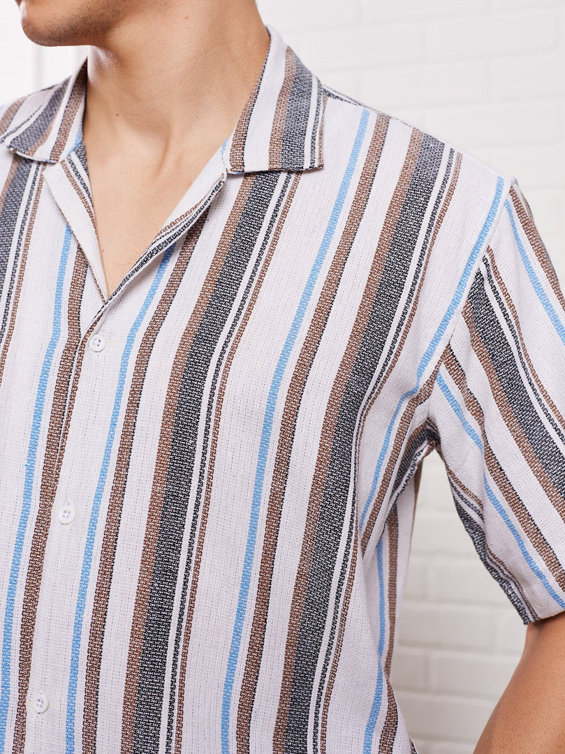 Brown Striped Knit Shirt