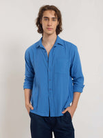 Load image into Gallery viewer, Azure Blue Gauze Holiday Shirt
