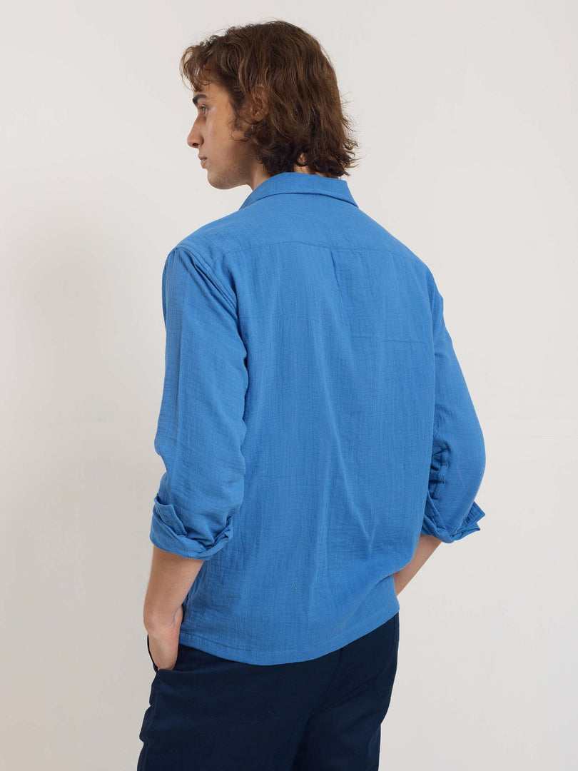 Azure Blue Gauze Holiday Shirt