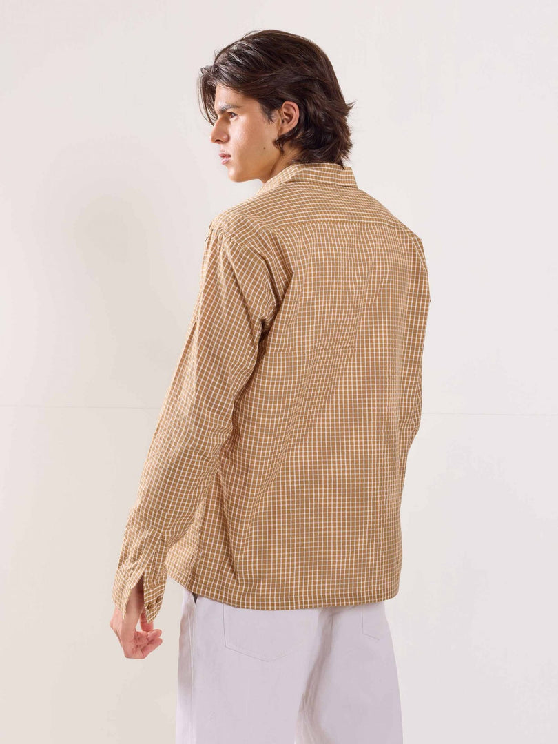 Beige Checked Holiday Shirt