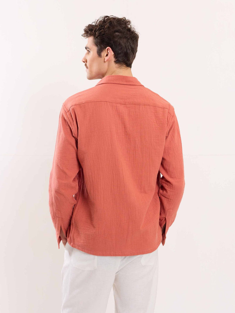 Rust Gauze Holiday Shirt