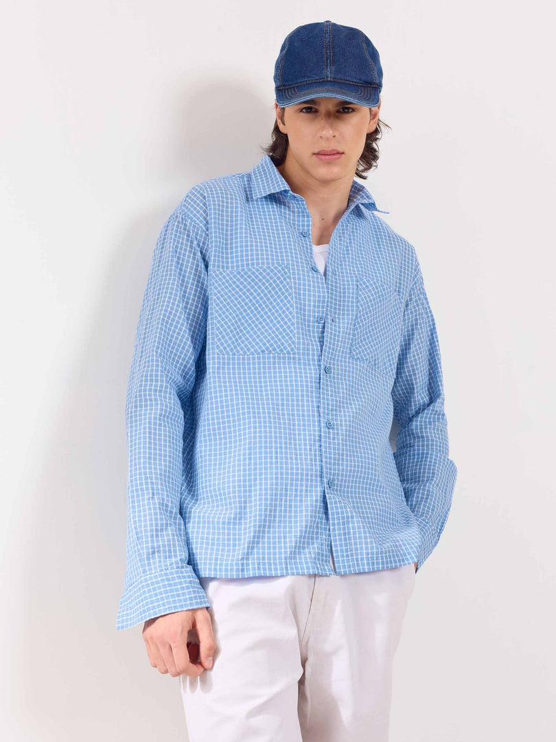 Blue Checked Holiday Shirt