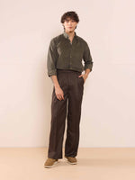 Load image into Gallery viewer, Brown Textured Baggy Fit Trousers
