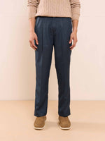 Load image into Gallery viewer, Blue Textured Baggy Fit Trousers
