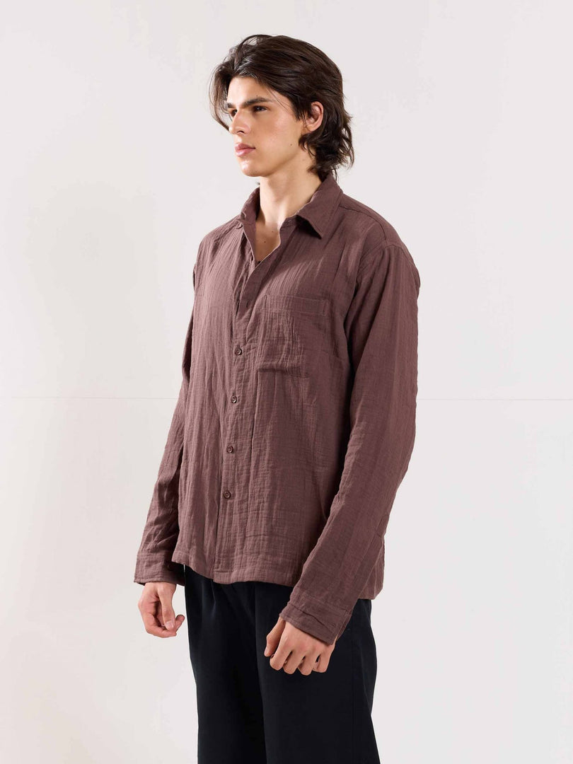 Brown Gauze Holiday Shirt